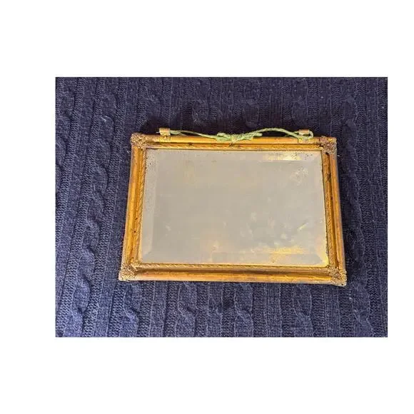 Vintage double-sided floral print & mirror wall frame gilt ornate 1940s–60s - Picture 4 of 4